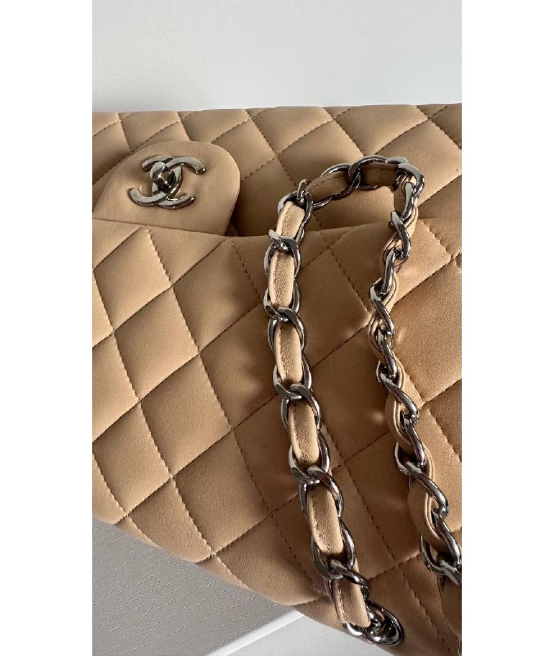 CHANEL Бежевая кожаная сумка через плечо, фото 6