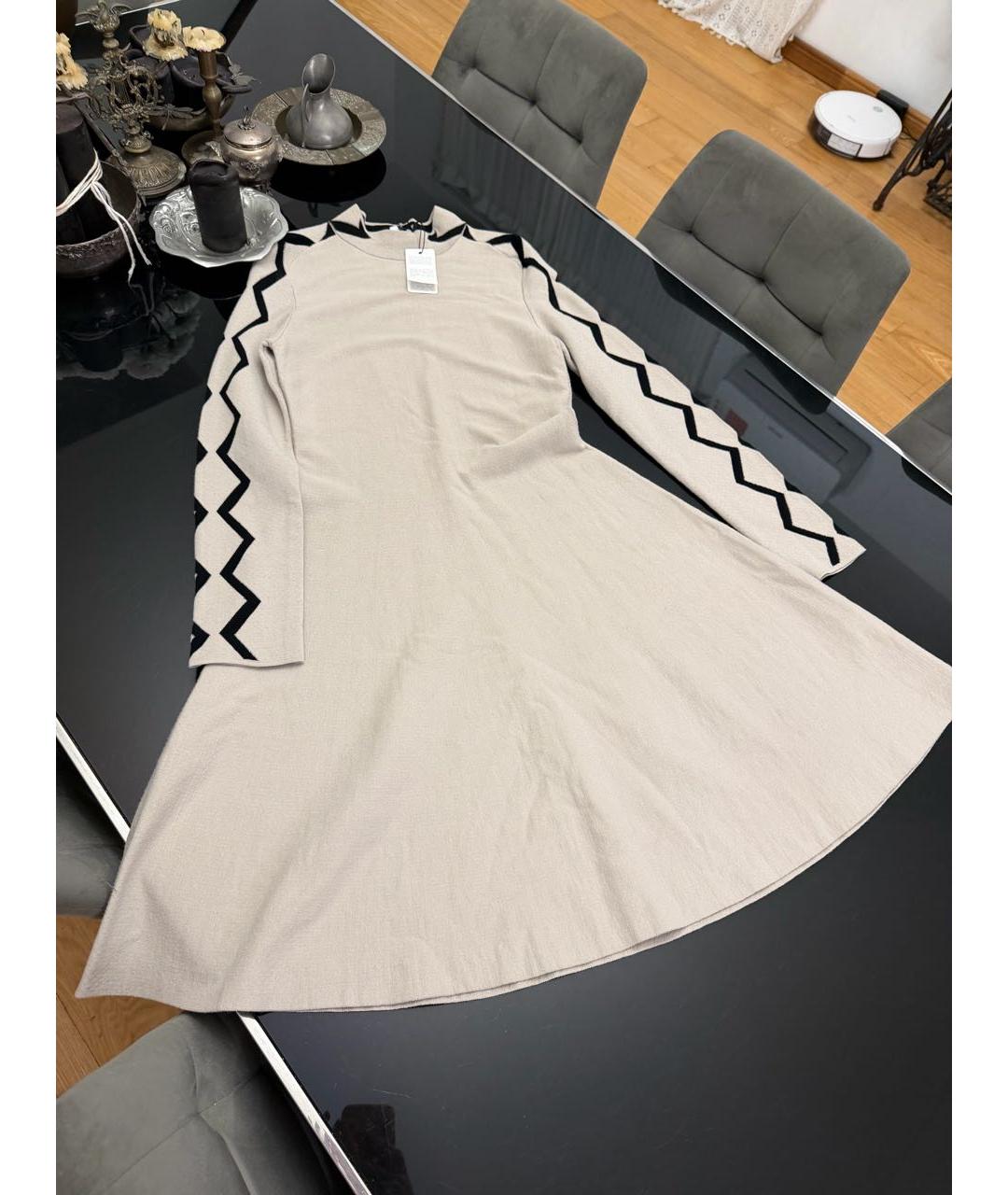 EMPORIO ARMANI Бежевое вискозное повседневное платье, фото 9