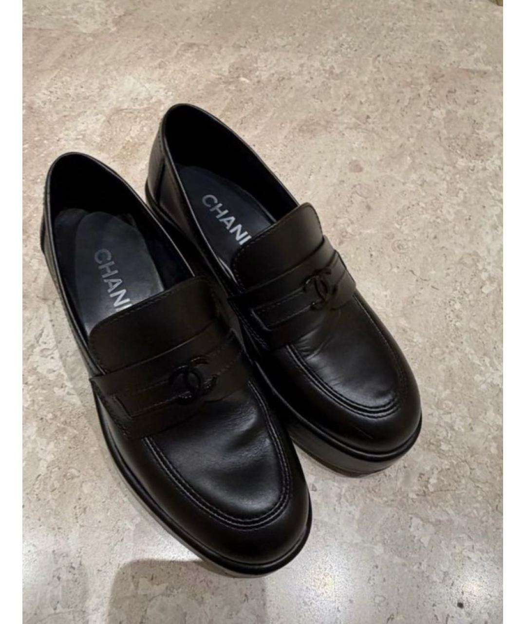 CHANEL Черные кожаные лоферы, фото 2