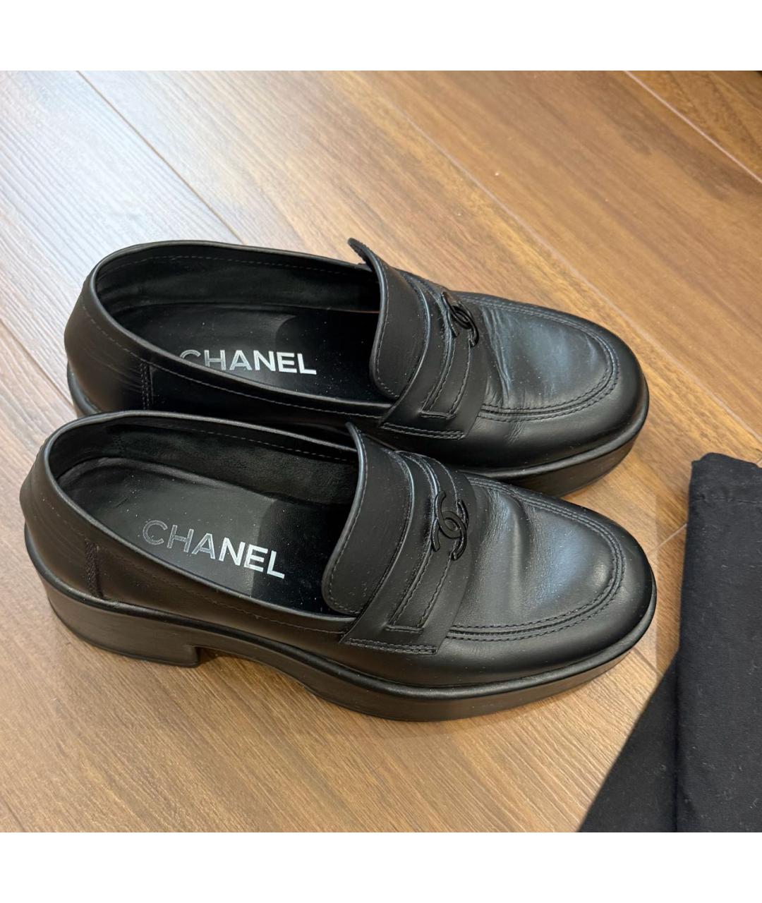 CHANEL Черные кожаные лоферы, фото 9