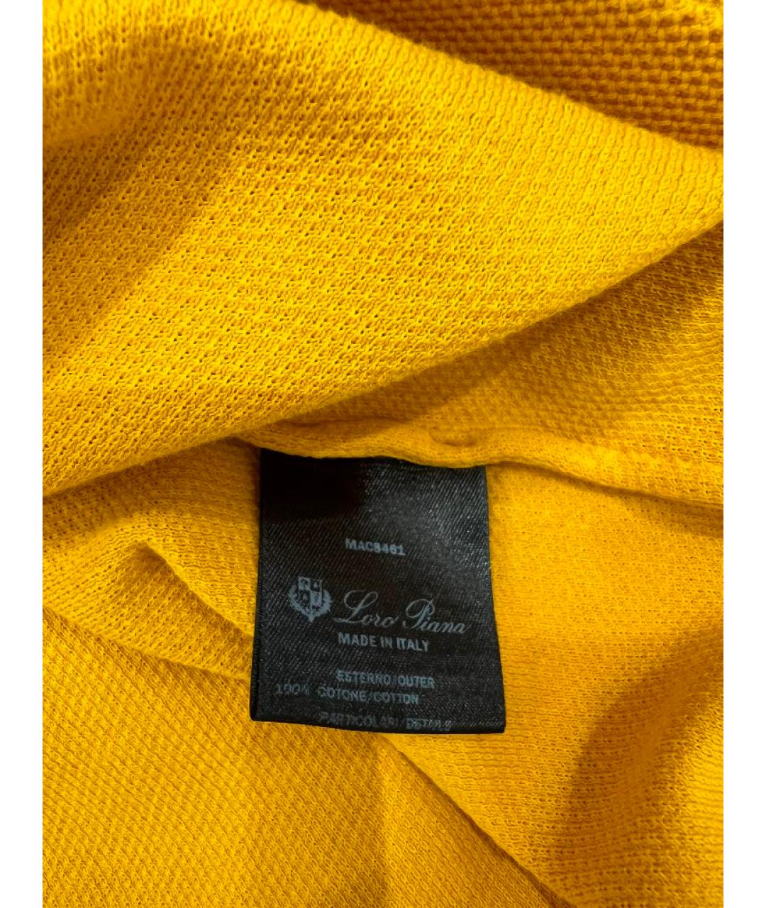 LORO PIANA Желтая хлопковая футболка, фото 5
