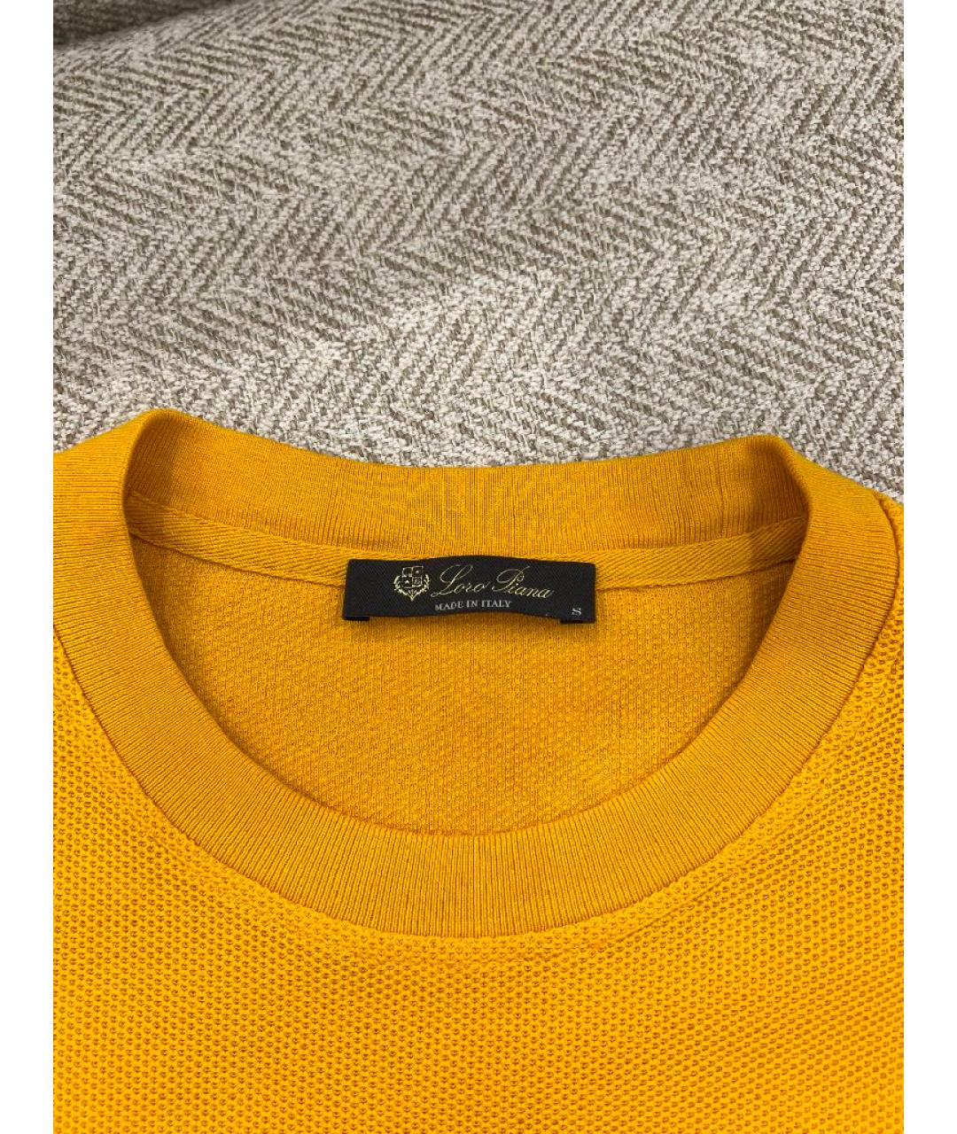LORO PIANA Желтая хлопковая футболка, фото 4