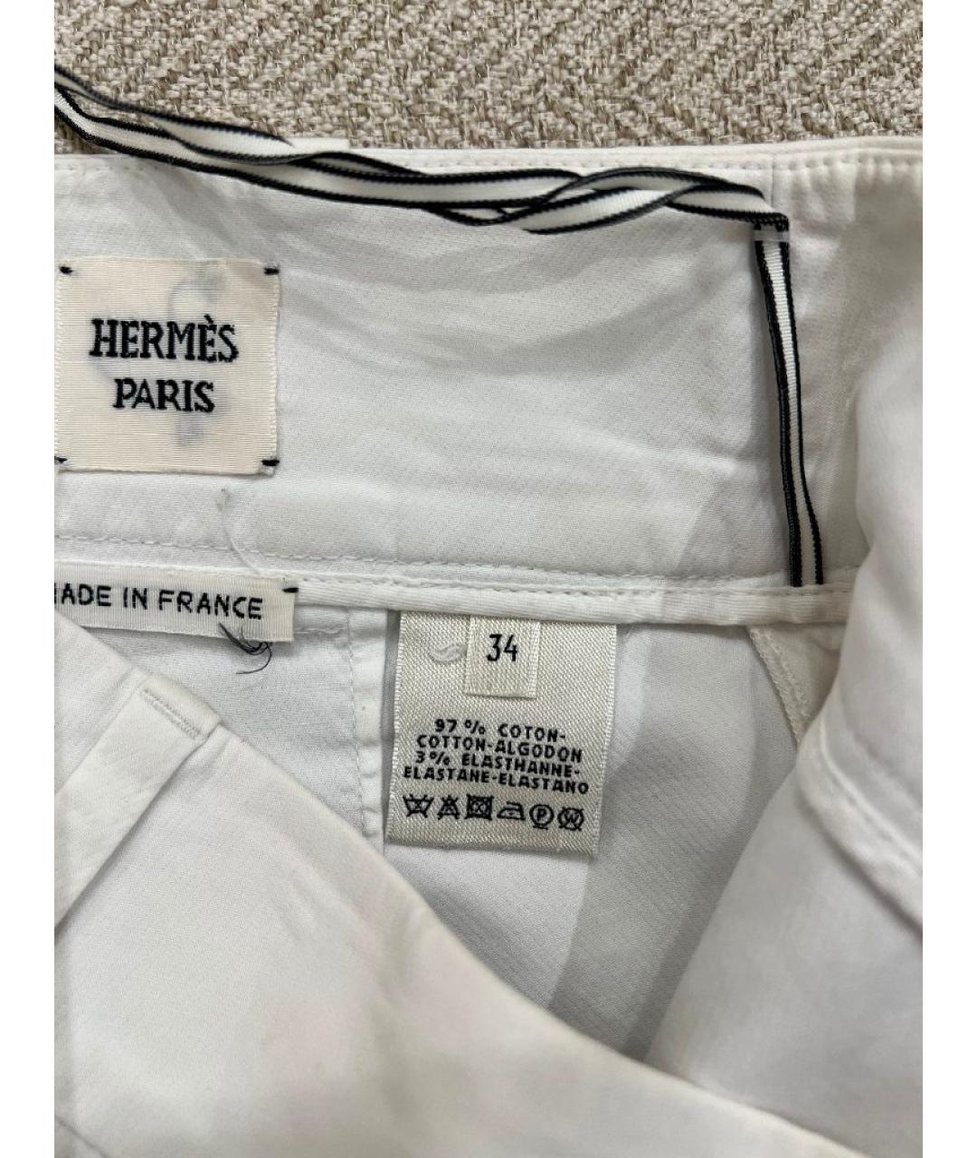 HERMES Белые хлопковые шорты, фото 3