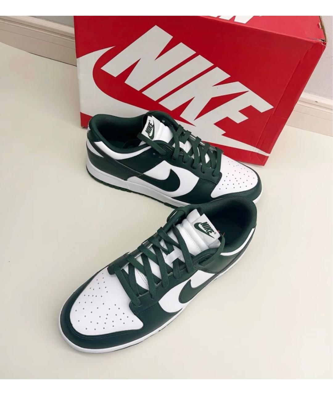 NIKE Зеленые кожаные низкие кроссовки / кеды, фото 3
