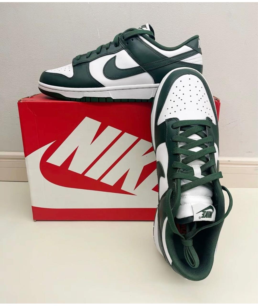 NIKE Зеленые кожаные низкие кроссовки / кеды, фото 4