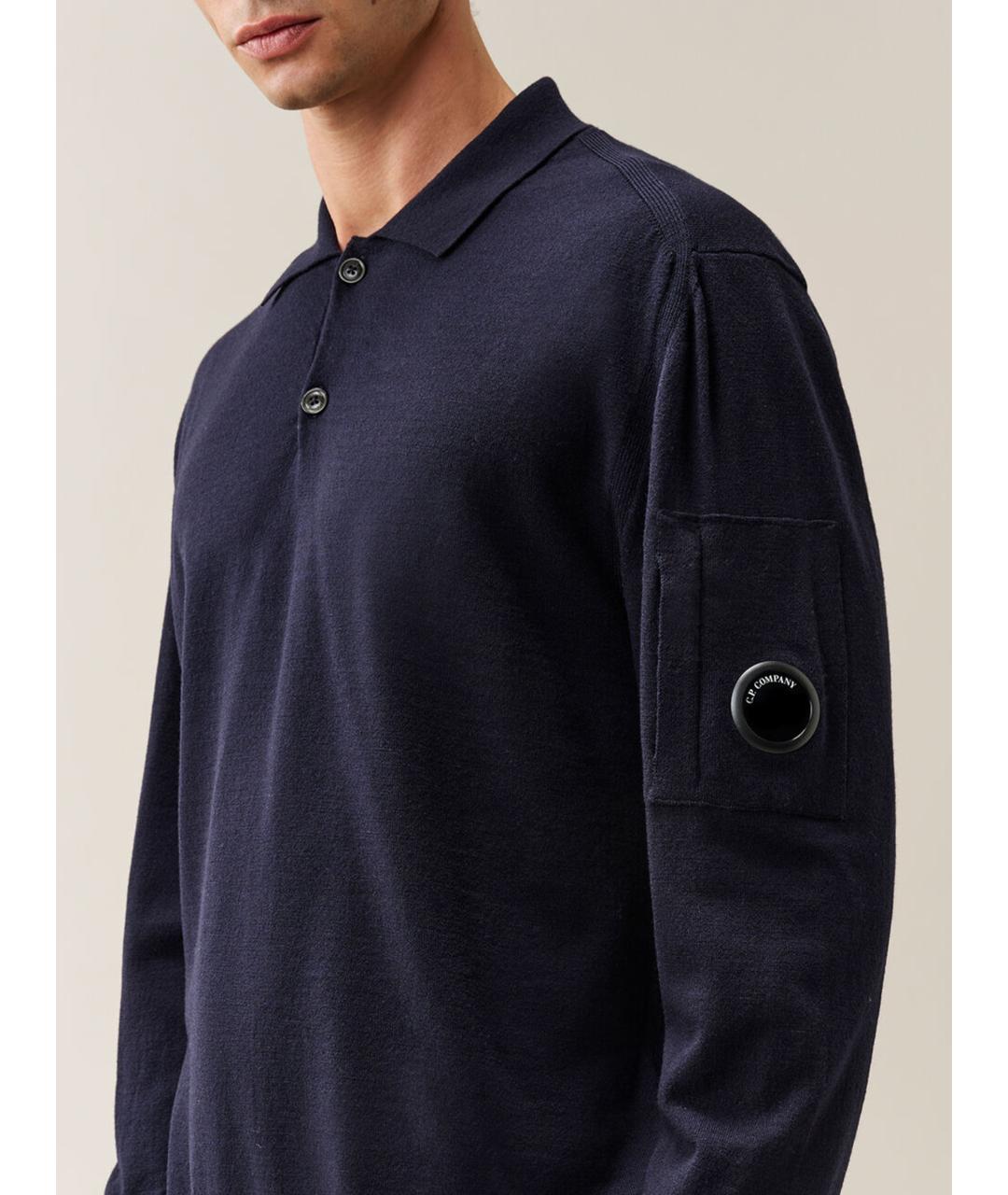 CP COMPANY Темно-синее шерстяное поло с длинным рукавом, фото 5