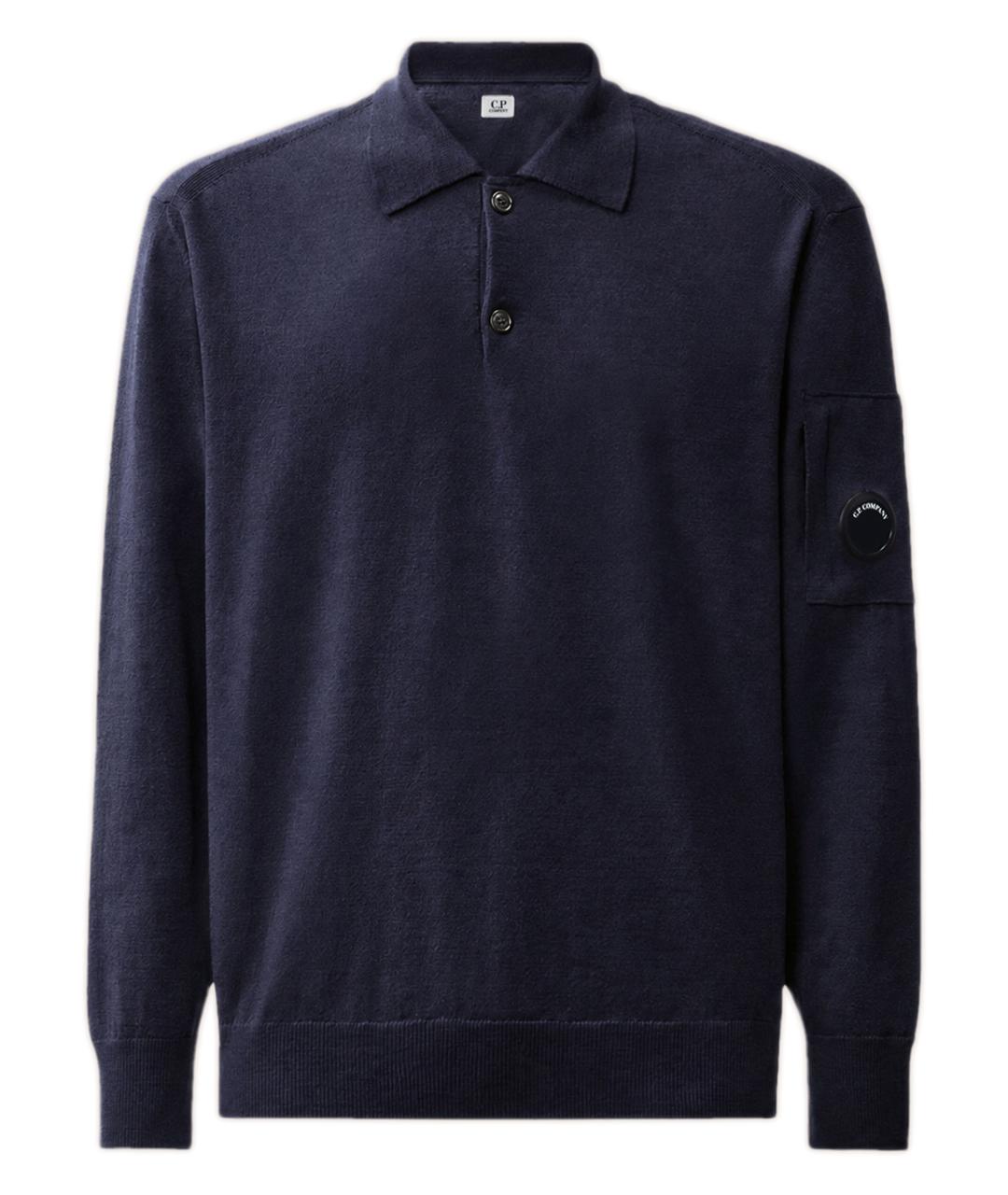 CP COMPANY Темно-синее шерстяное поло с длинным рукавом, фото 1
