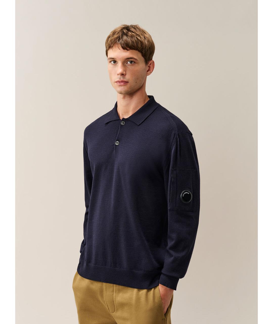 CP COMPANY Темно-синее шерстяное поло с длинным рукавом, фото 3