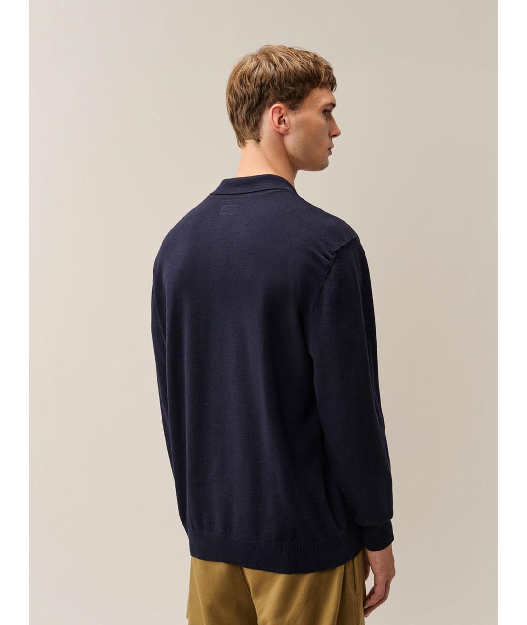 CP COMPANY Темно-синее шерстяное поло с длинным рукавом, фото 4