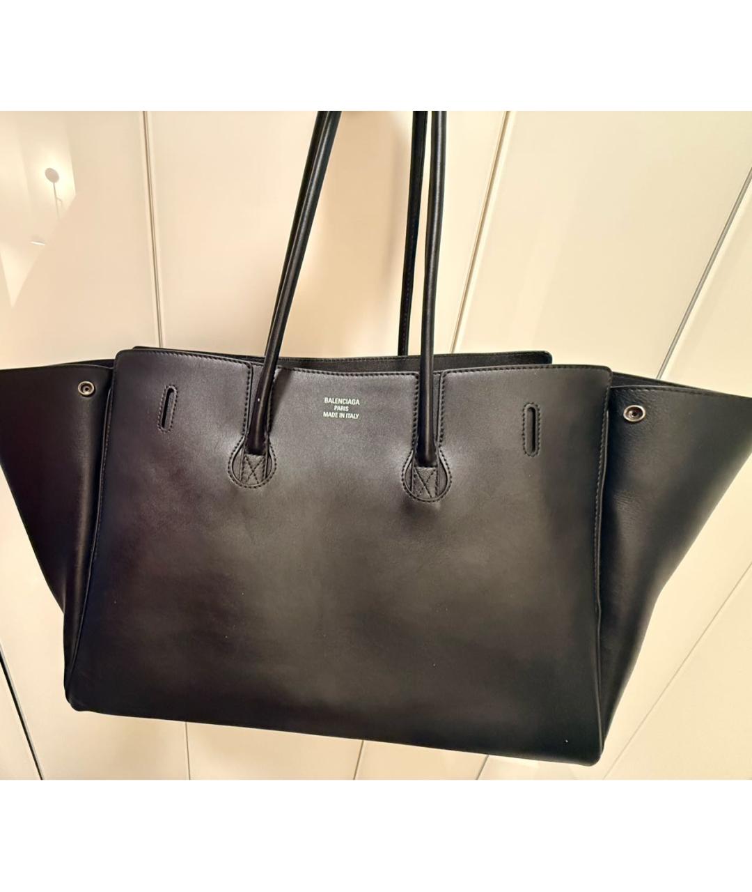 BALENCIAGA Черная кожаная сумка тоут, фото 2