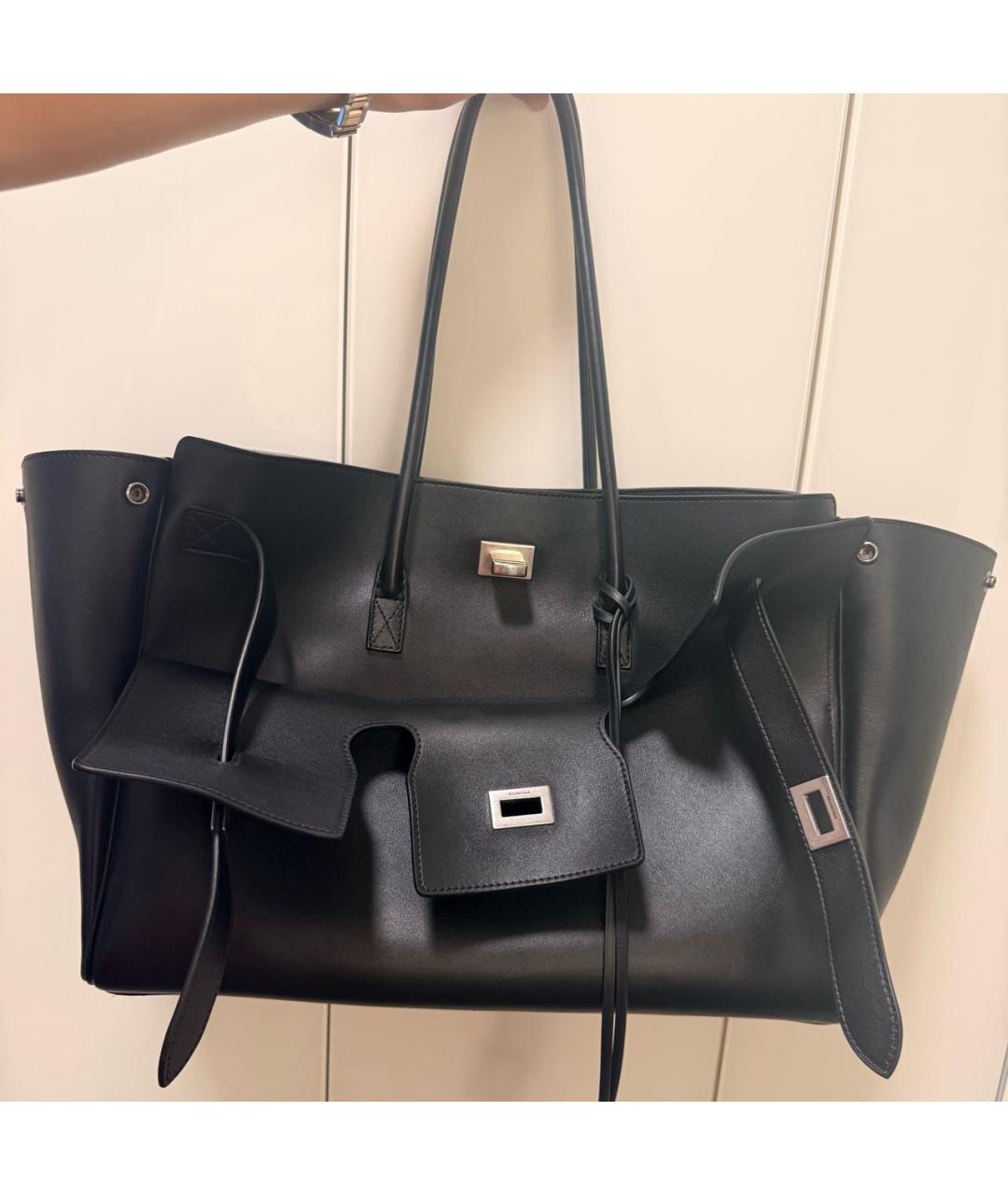 BALENCIAGA Черная кожаная сумка тоут, фото 5