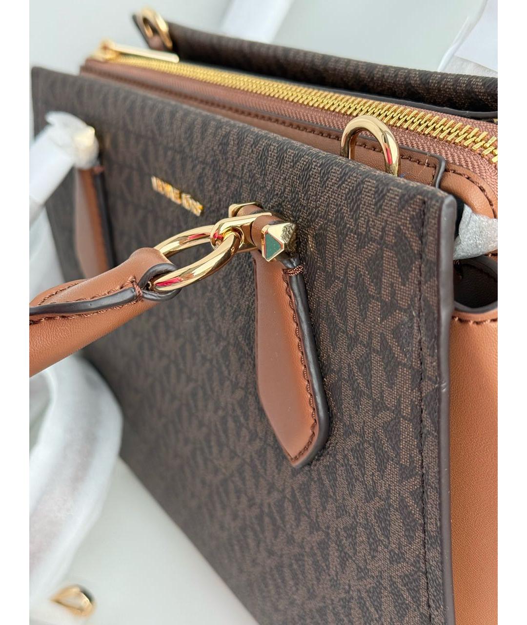 MICHAEL KORS Коричневая сумка с короткими ручками из канвы, фото 7