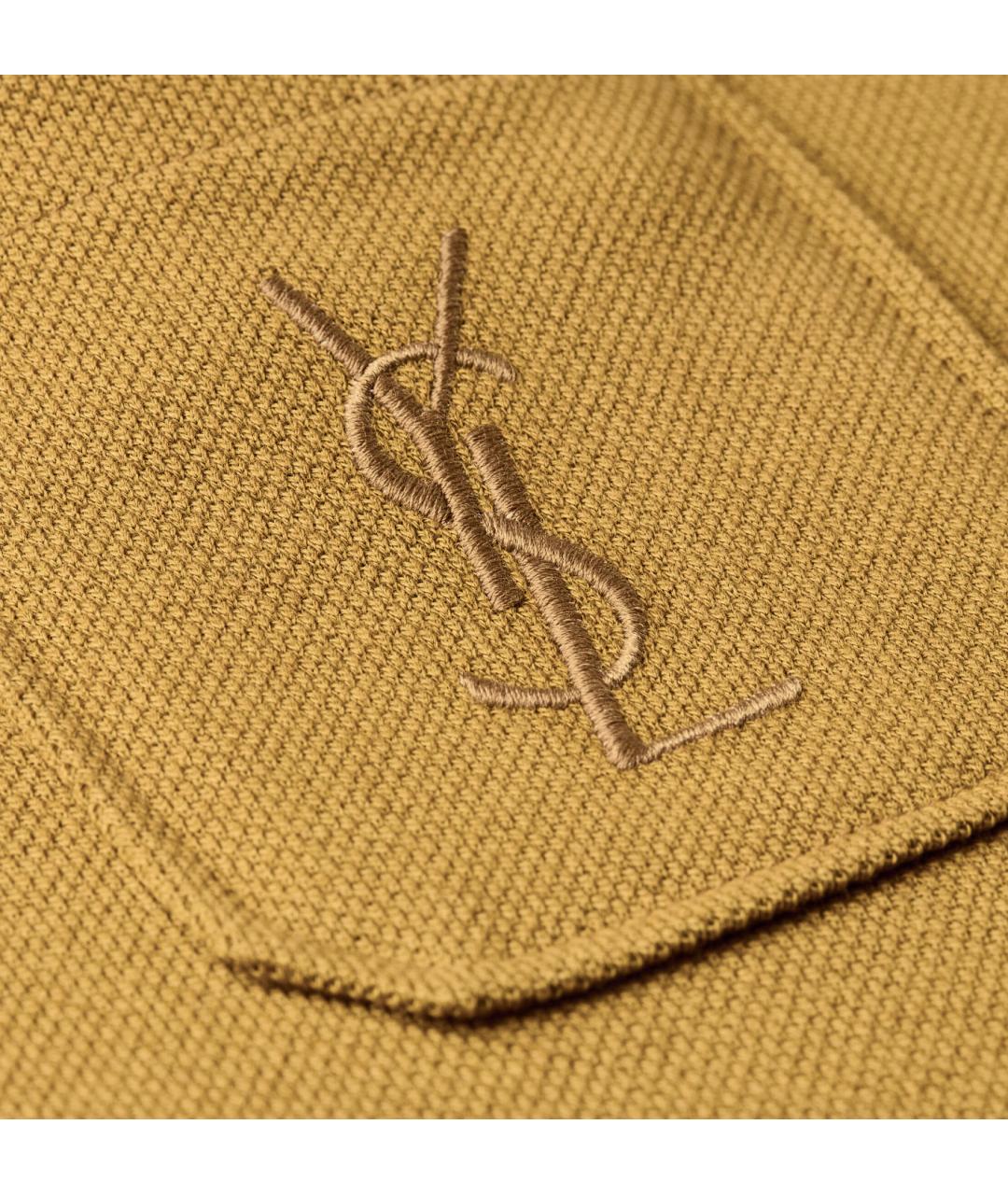 SAINT LAURENT Горчичная хлопковая футболка, фото 3