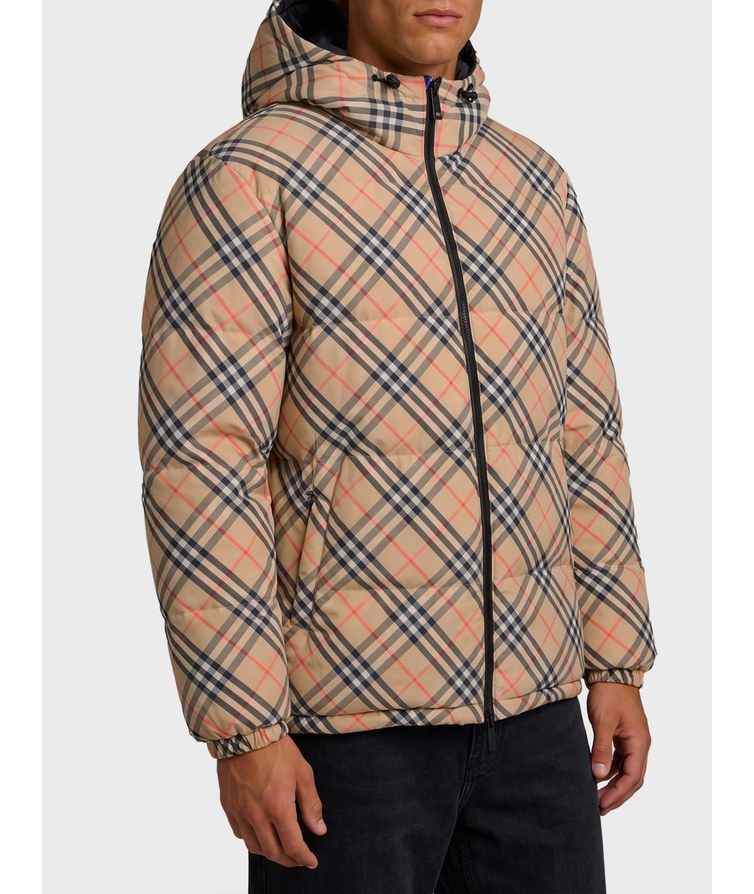 BURBERRY Бежевый полиэстеровый пуховик, фото 2