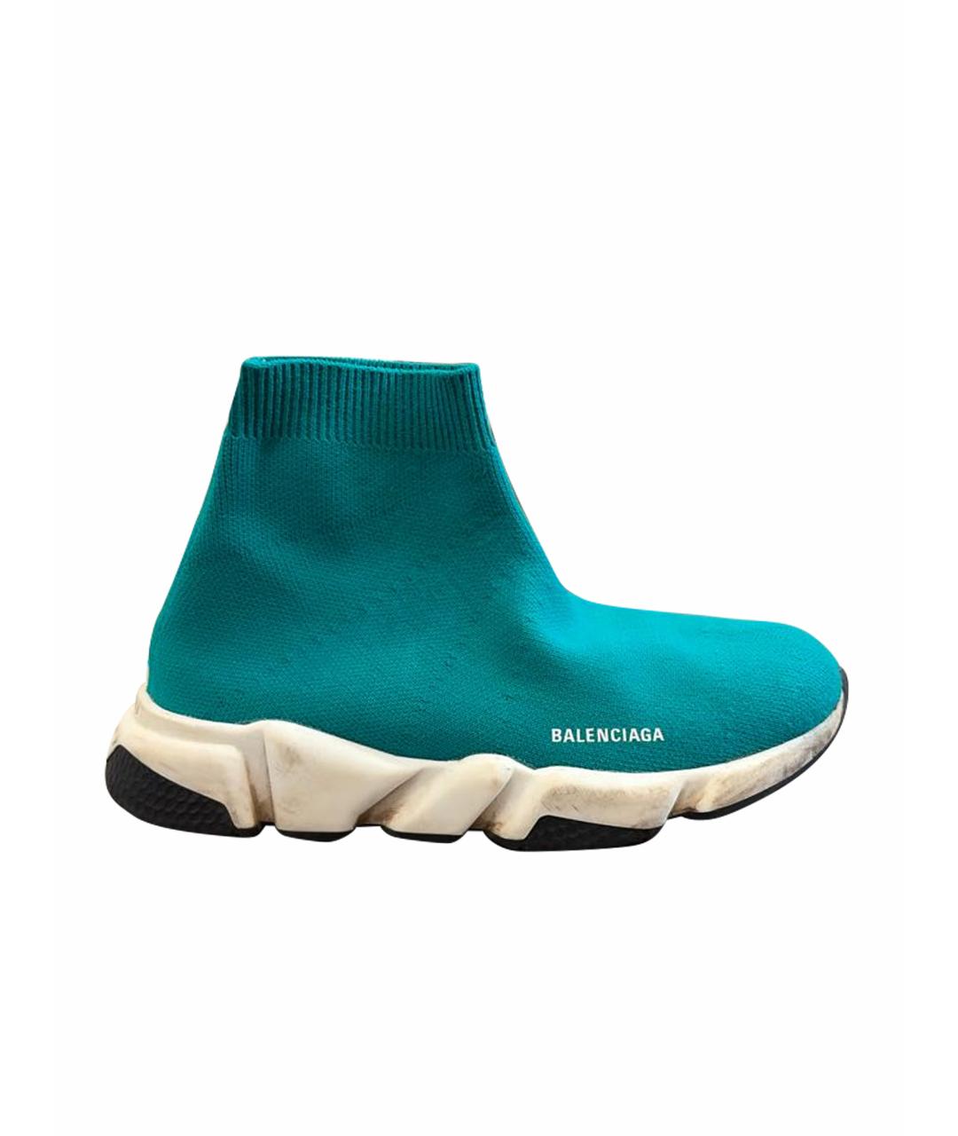 BALENCIAGA Бирюзовые текстильные кеды, фото 1