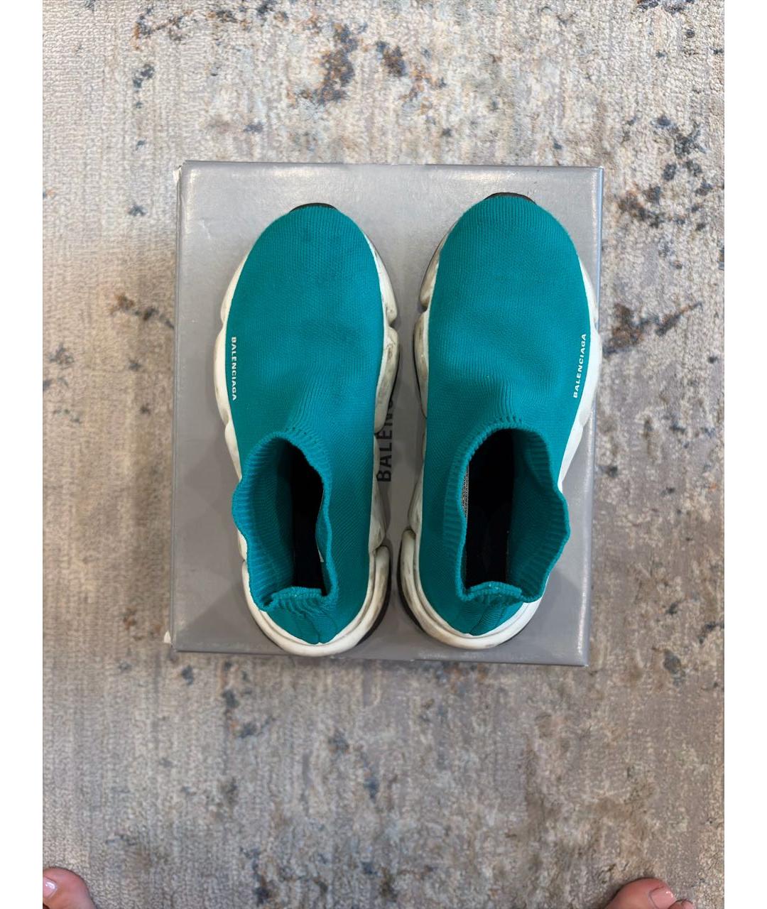 BALENCIAGA Бирюзовые текстильные кеды, фото 3