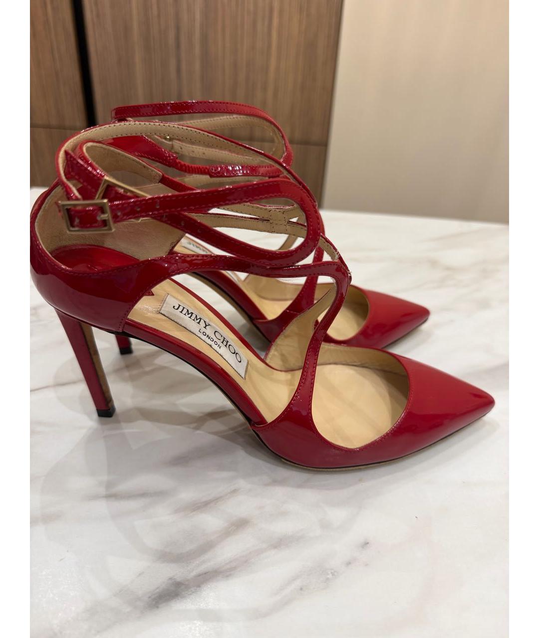 JIMMY CHOO Красные туфли из лакированной кожи, фото 7