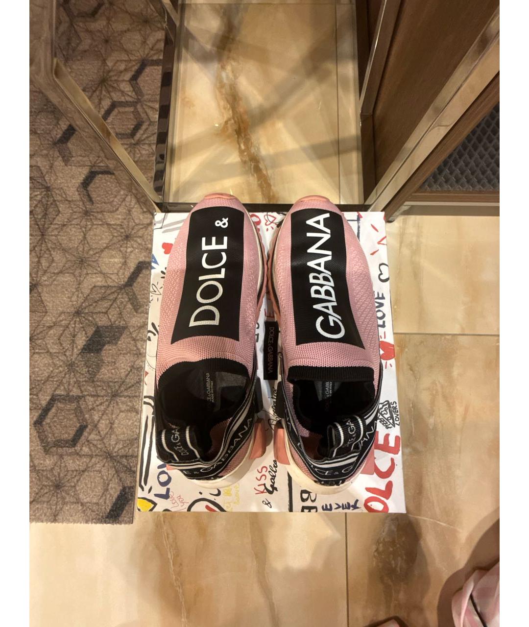 DOLCE&GABBANA Розовые текстильные кроссовки, фото 3