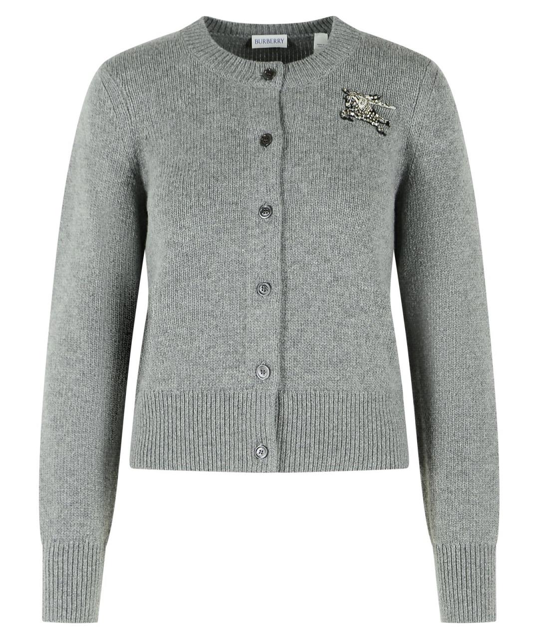BURBERRY Серый шерстяной кардиган, фото 1