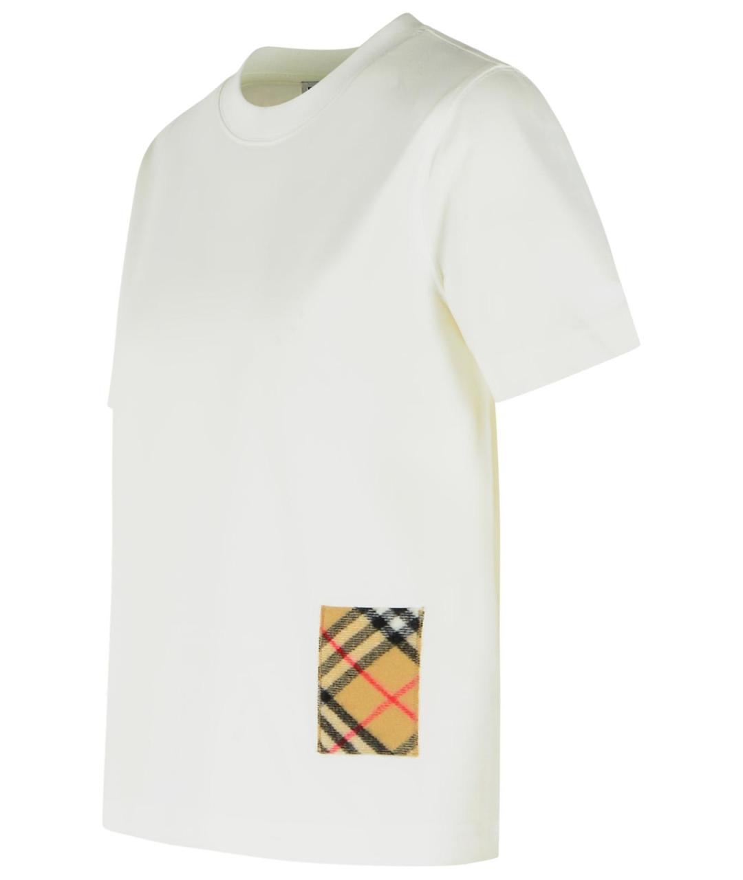 BURBERRY Белая хлопковая футболка, фото 2