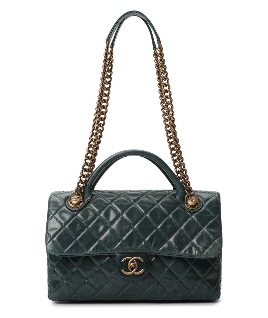 CHANEL Хаки кожаная сумка тоут, фото 9