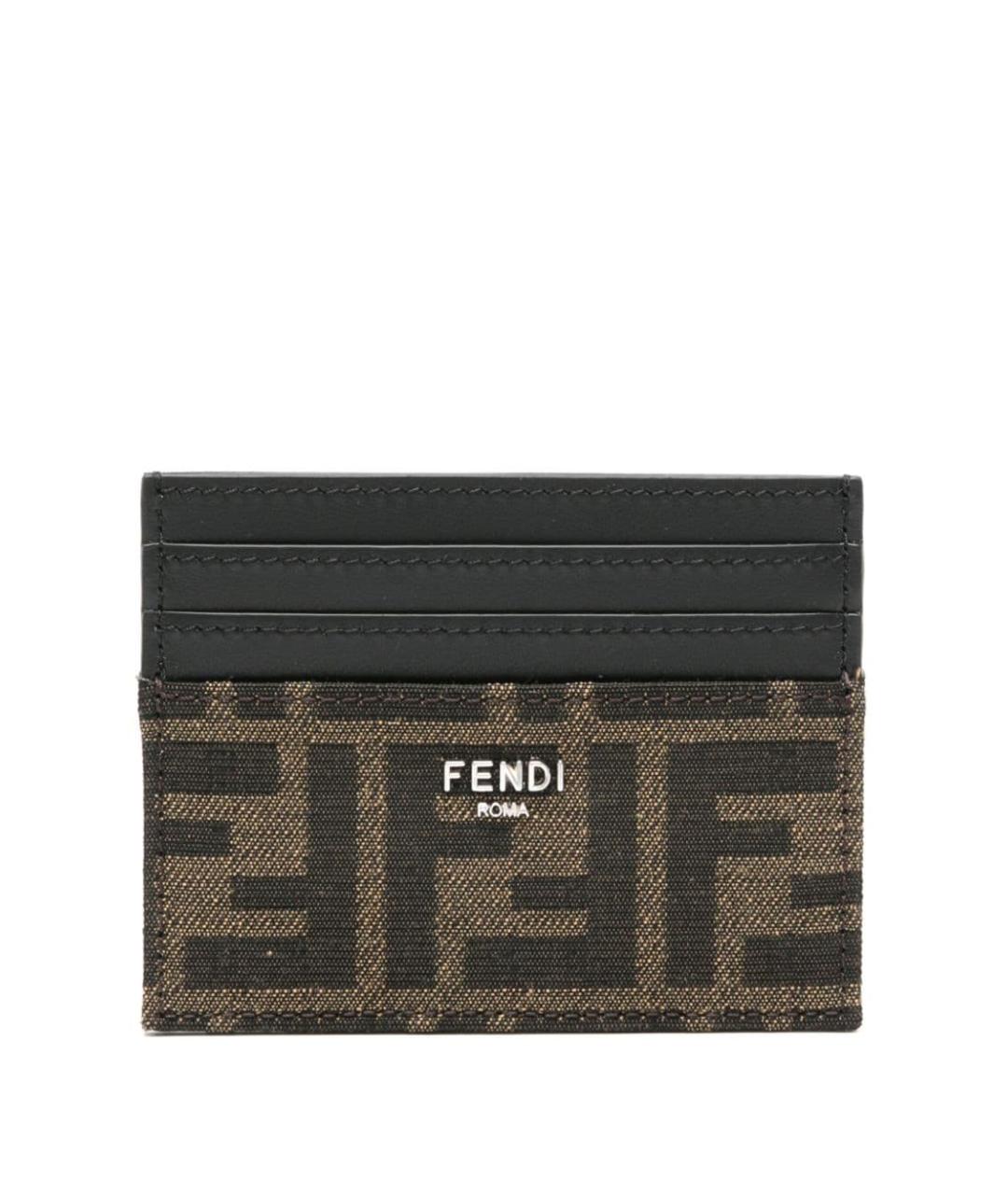 FENDI Коричневый кожаный кардхолдер, фото 1