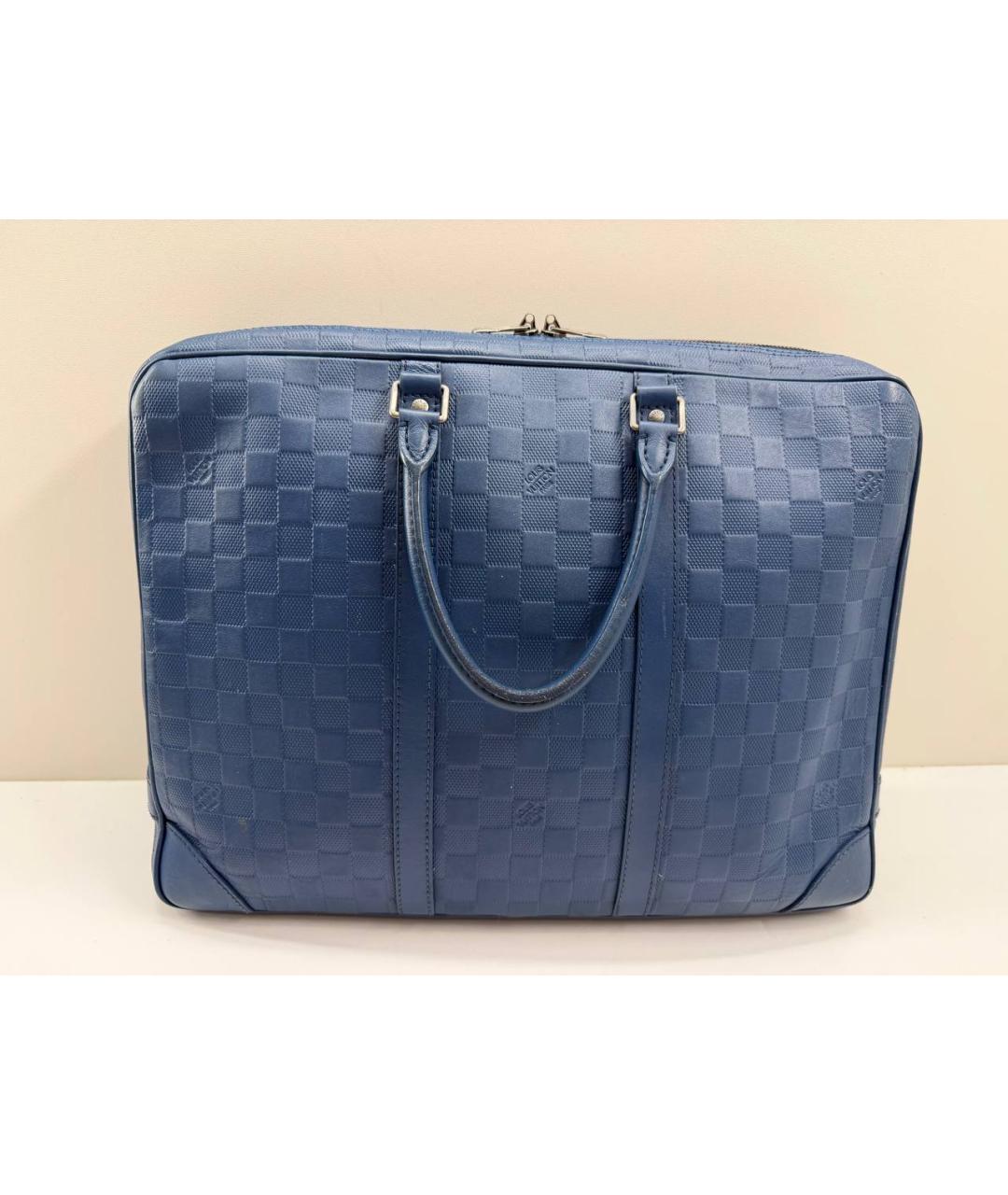 LOUIS VUITTON Синий кожаный портфель, фото 2