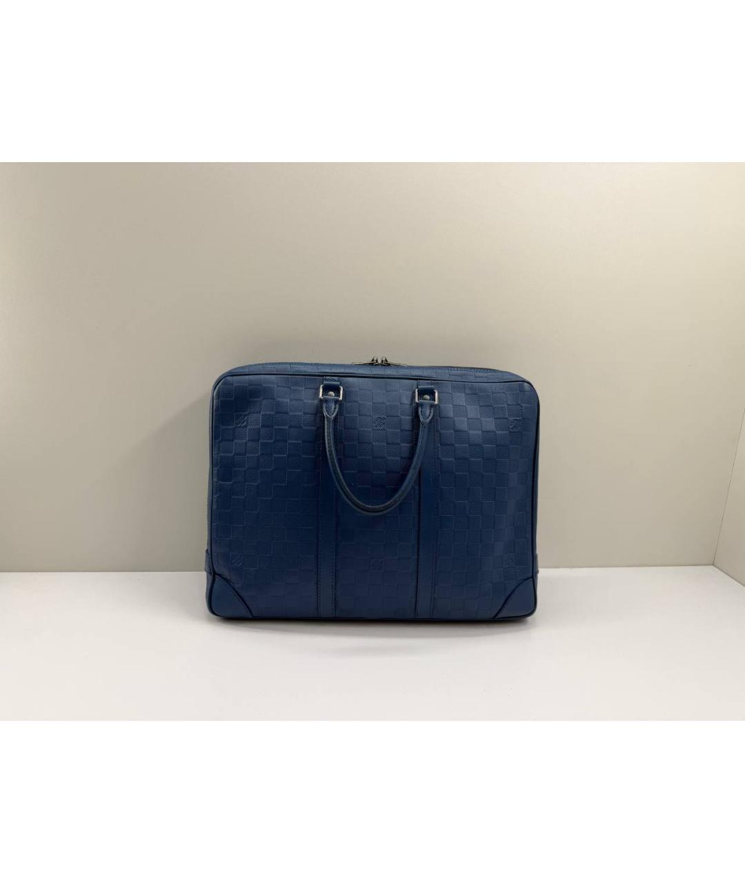 LOUIS VUITTON Синий кожаный портфель, фото 10