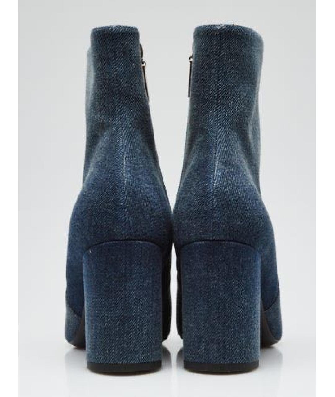 SAINT LAURENT Синие текстильные ботильоны, фото 4