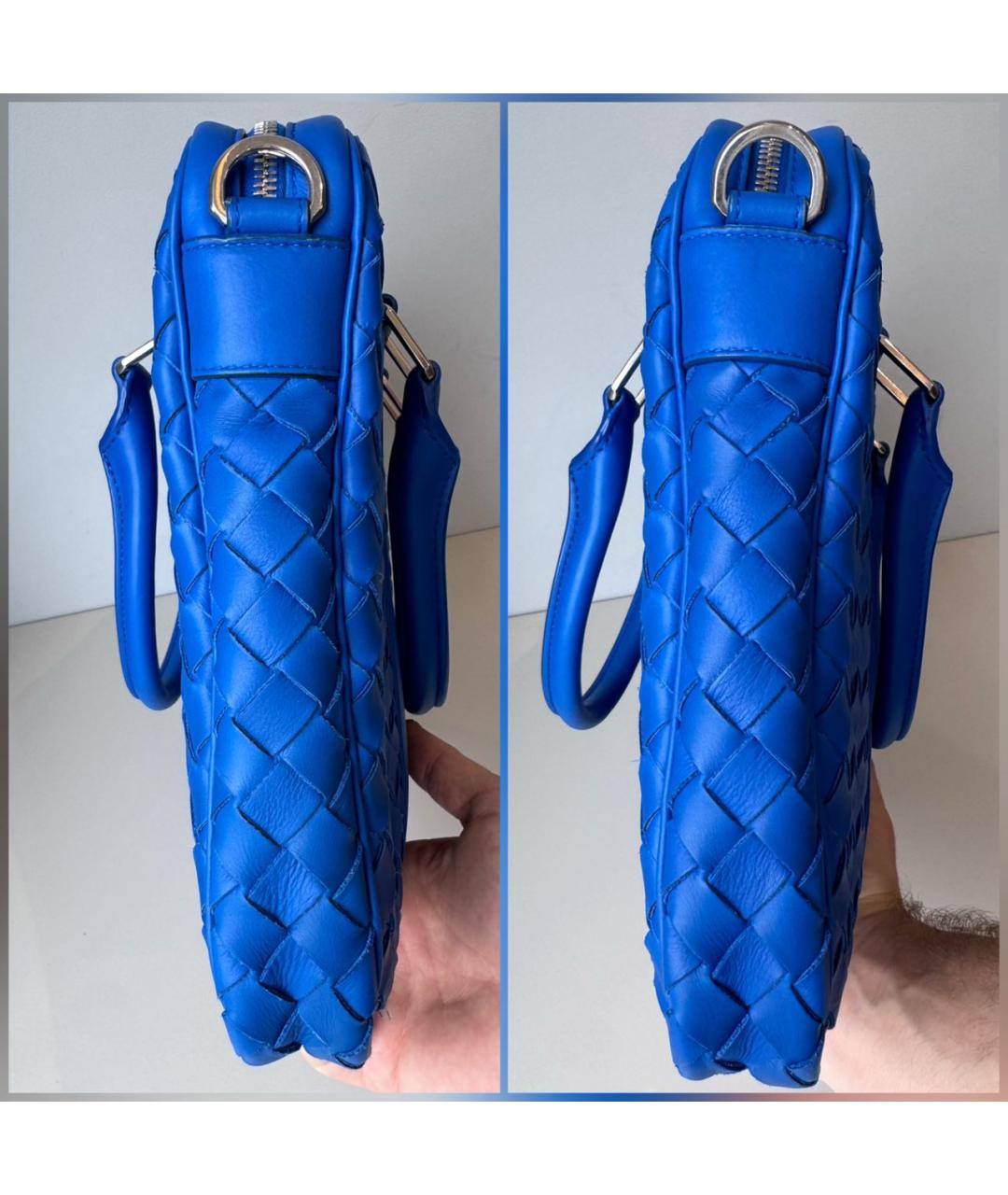BOTTEGA VENETA Синий кожаный портфель, фото 4