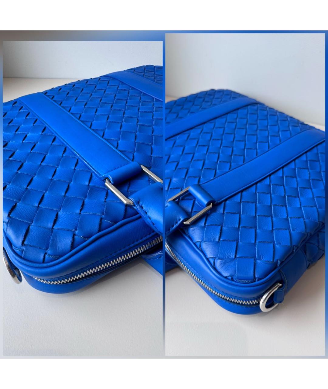 BOTTEGA VENETA Синий кожаный портфель, фото 7