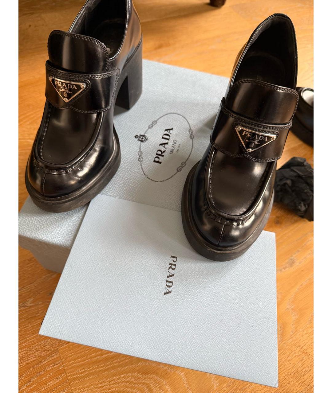 PRADA Черные кожаные лоферы, фото 3