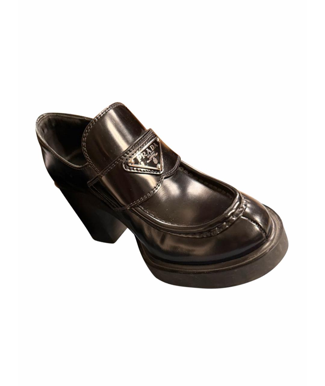 PRADA Черные кожаные лоферы, фото 1