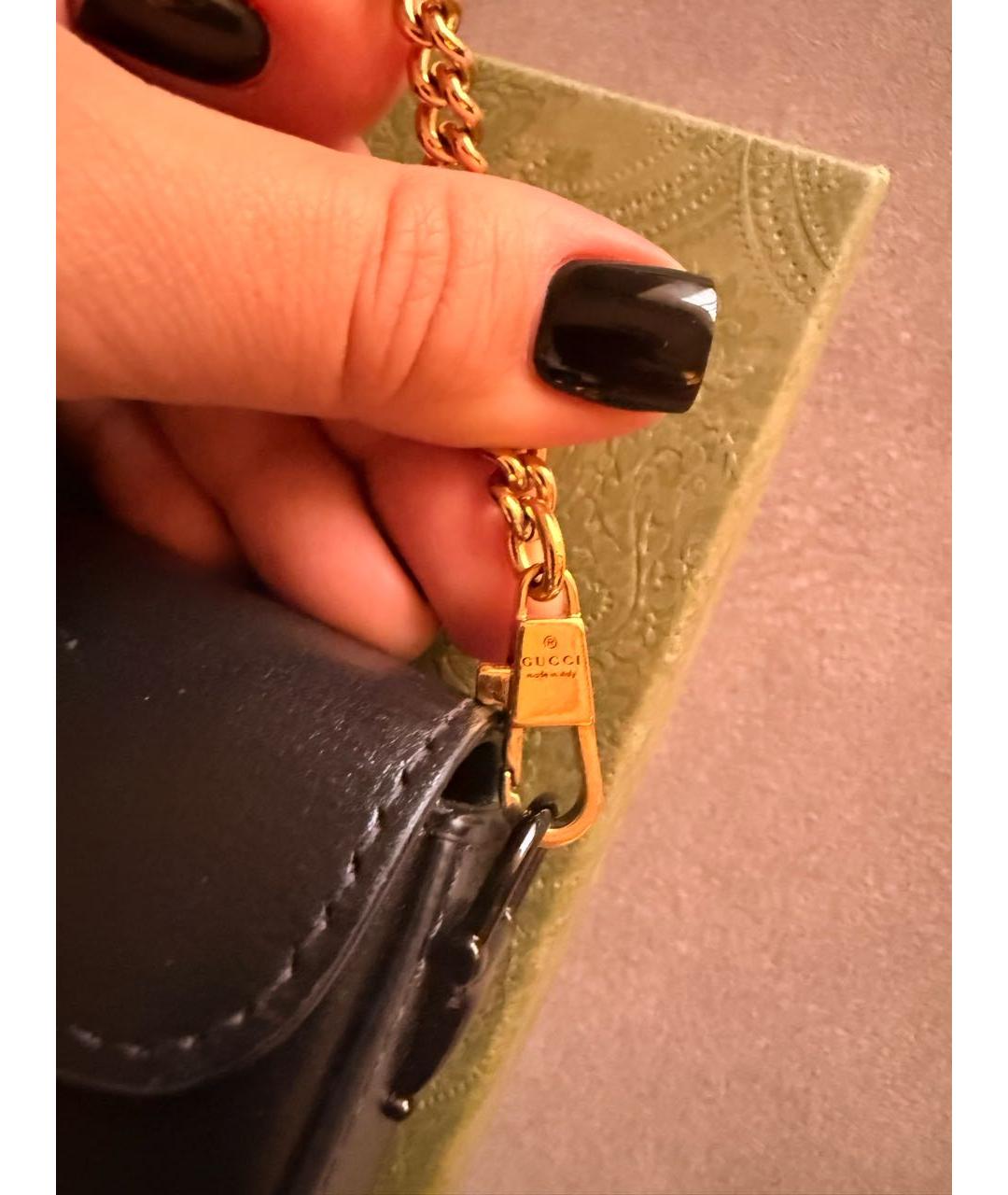GUCCI Черная кожаная сумка с короткими ручками, фото 3