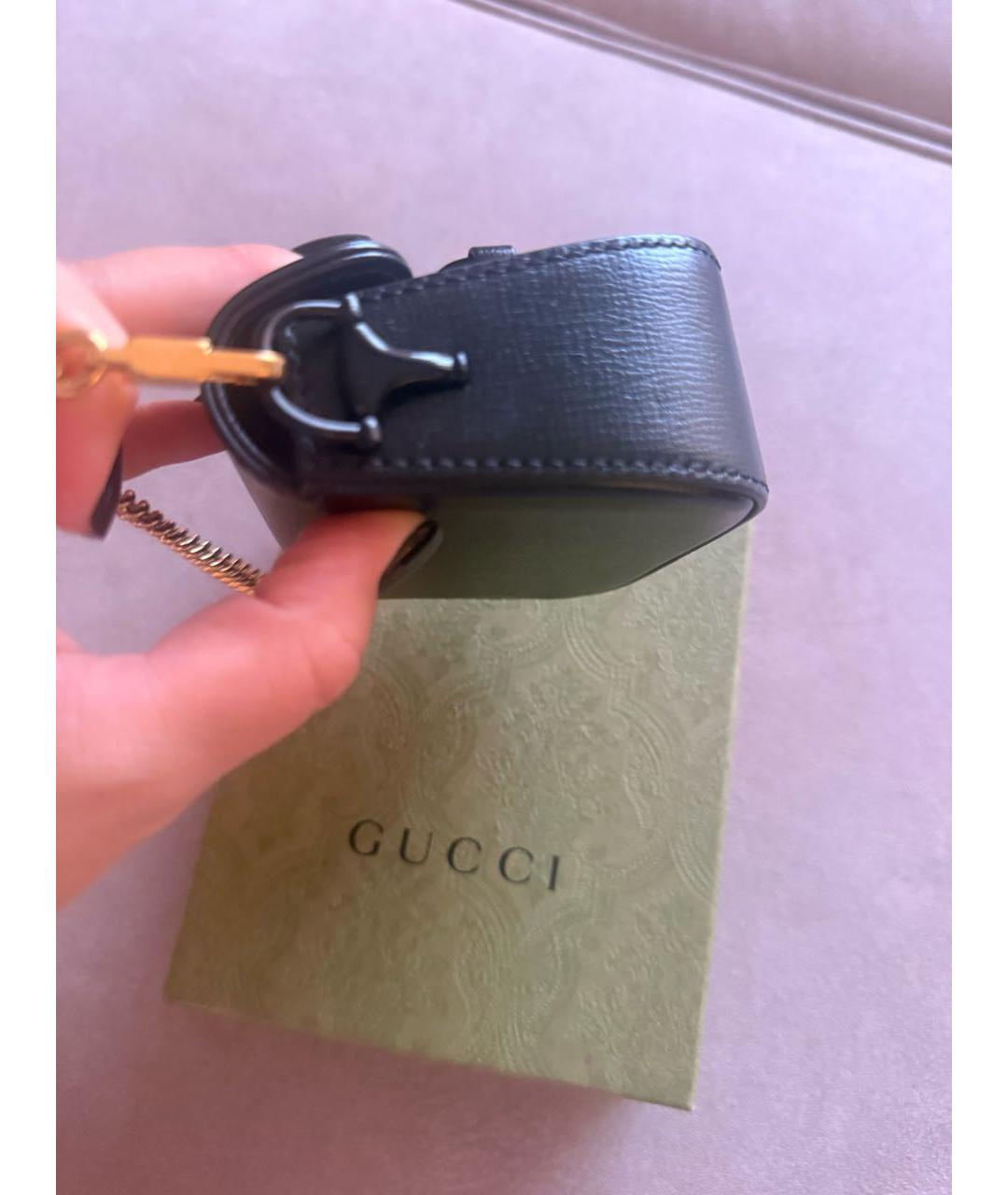 GUCCI Черная кожаная сумка с короткими ручками, фото 5