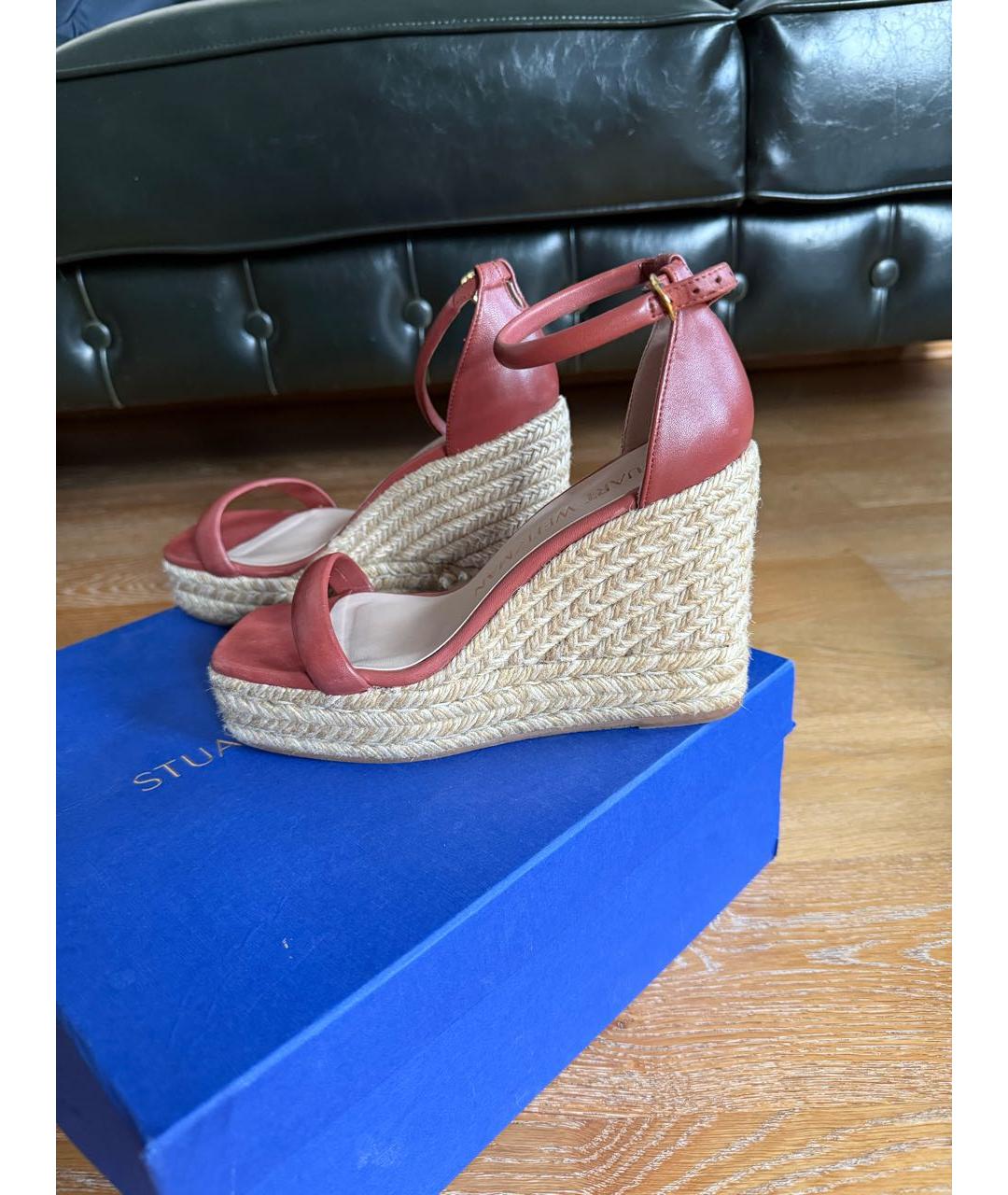 STUART WEITZMAN Коричневые кожаные босоножки, фото 5