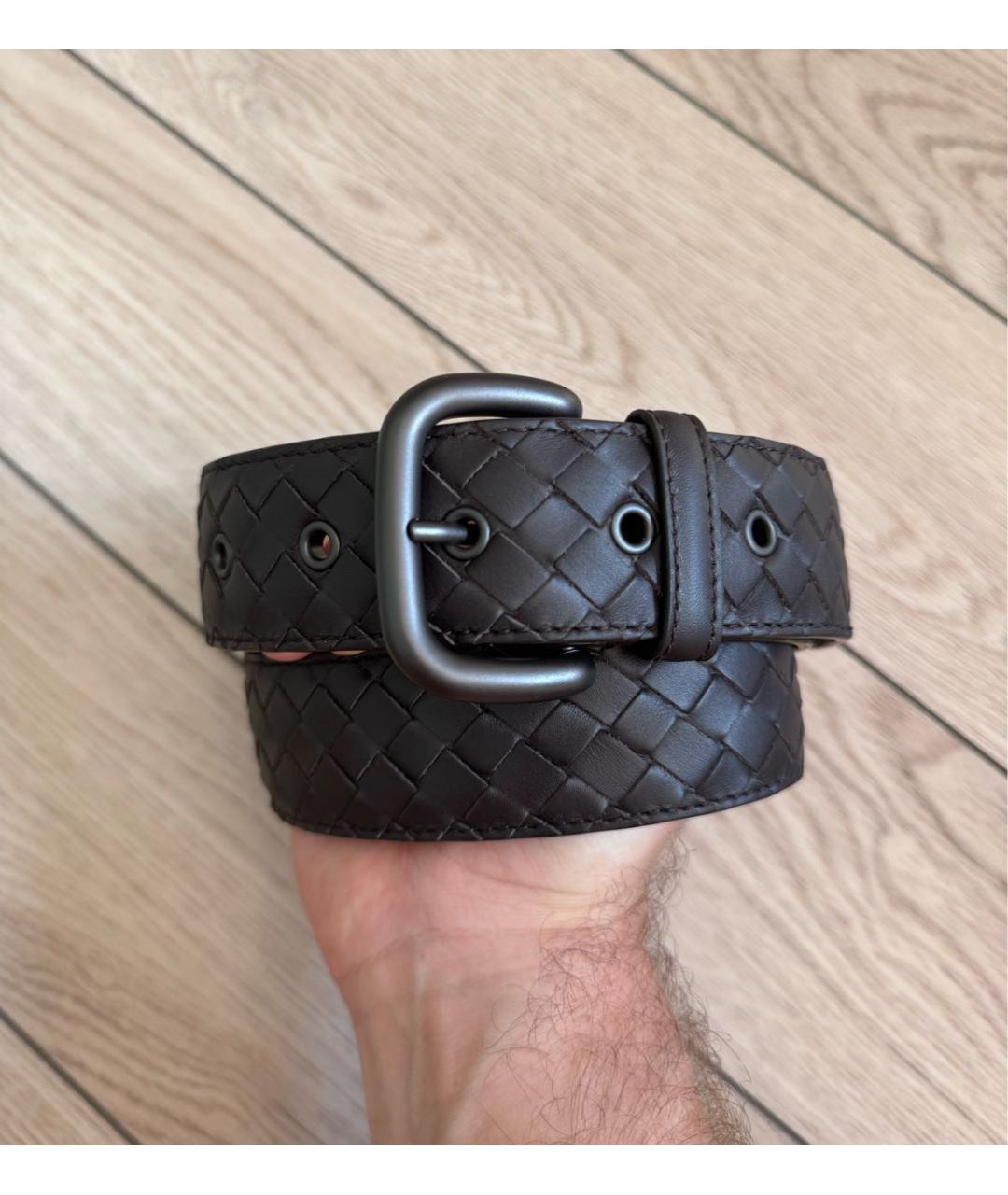 BOTTEGA VENETA Коричневый кожаный ремень, фото 9