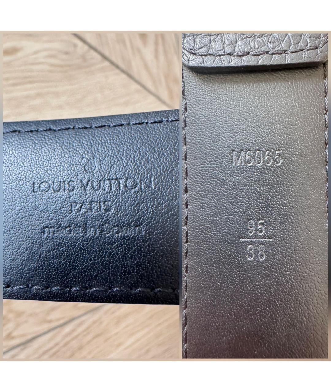 LOUIS VUITTON Черный кожаный ремень, фото 5