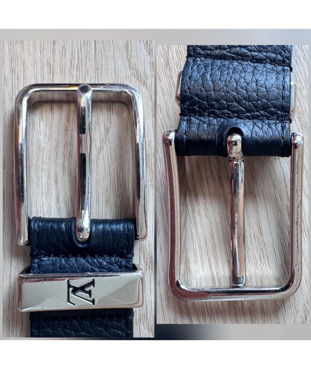LOUIS VUITTON Черный кожаный ремень, фото 4