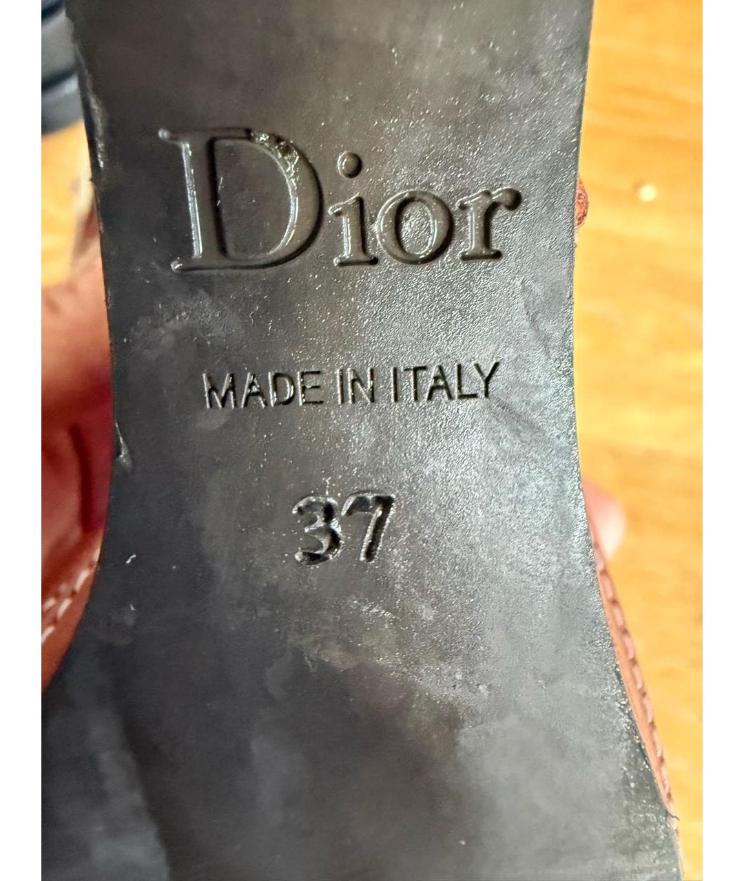 CHRISTIAN DIOR Коричневые кожаные босоножки, фото 4
