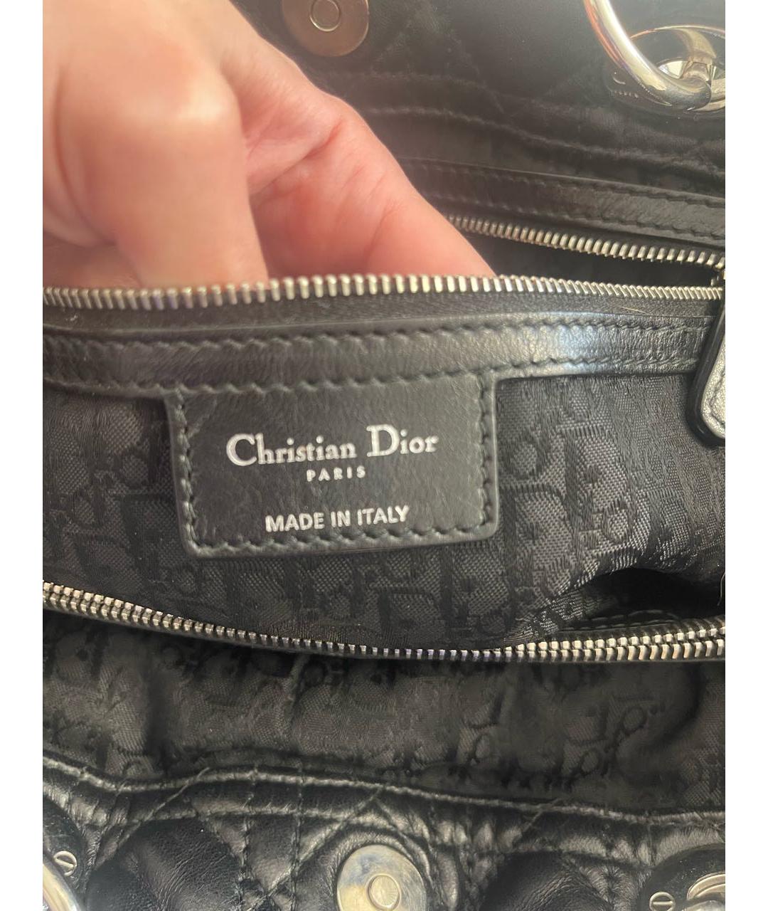 CHRISTIAN DIOR Черная кожаная сумка с короткими ручками, фото 3