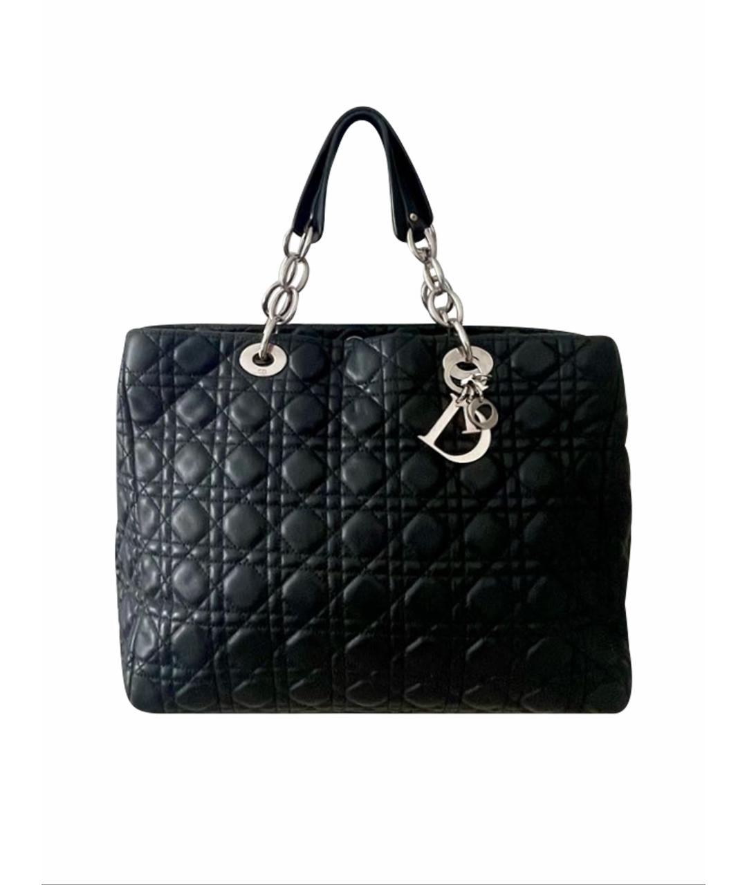 CHRISTIAN DIOR Черная кожаная сумка с короткими ручками, фото 1