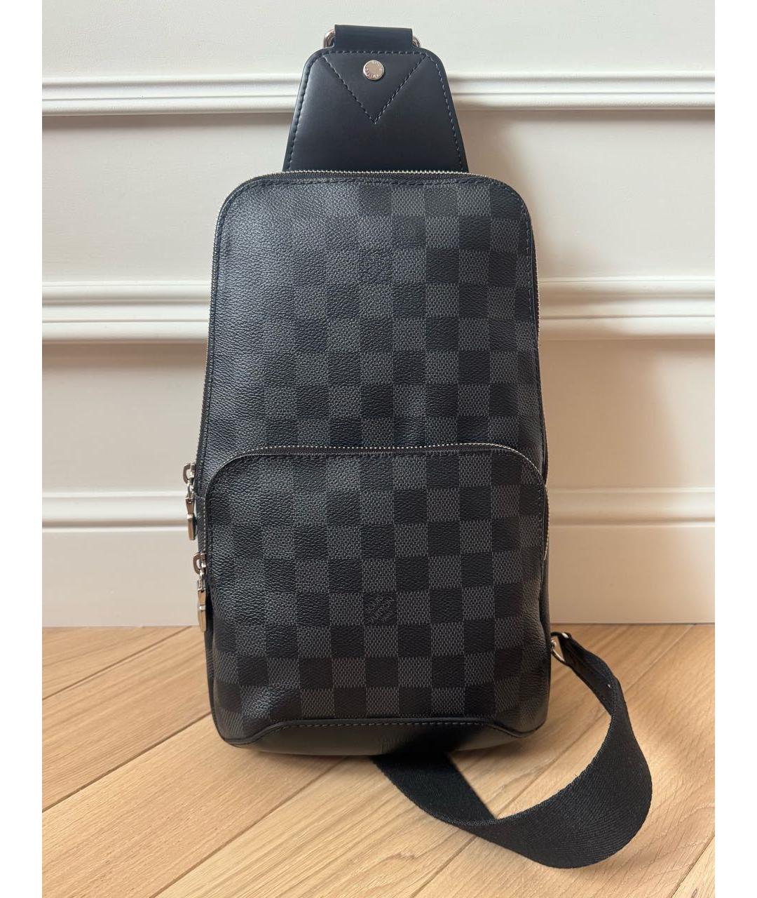 LOUIS VUITTON Черная сумка на плечо из канвы, фото 9