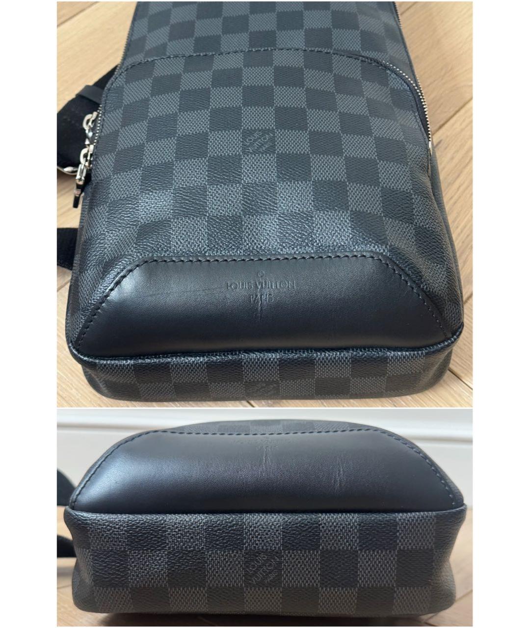 LOUIS VUITTON Черная сумка на плечо из канвы, фото 4