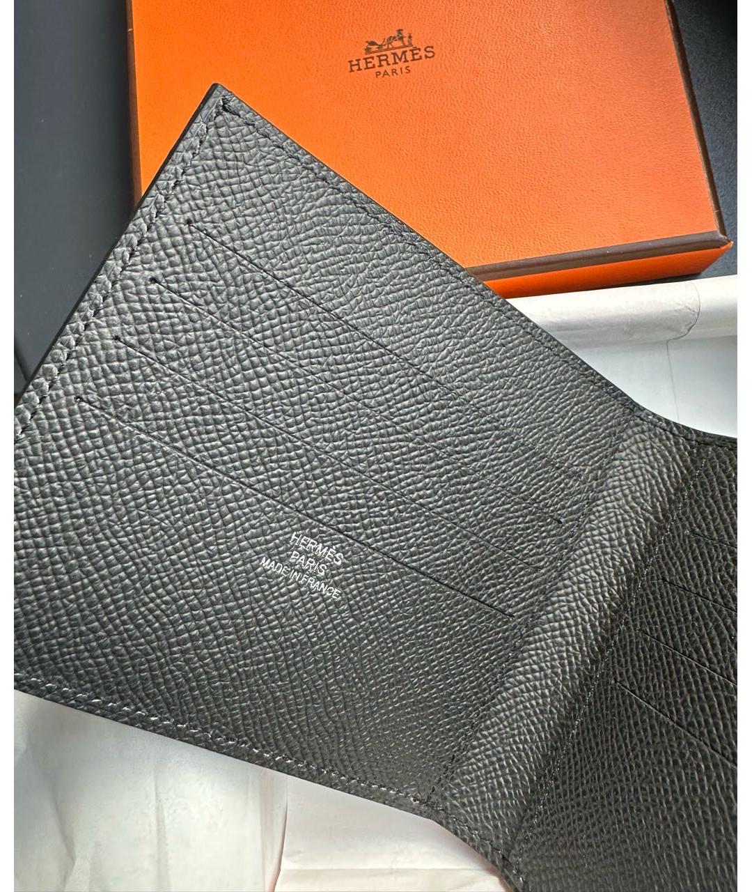 HERMES Антрацитовый кожаный кошелек, фото 4