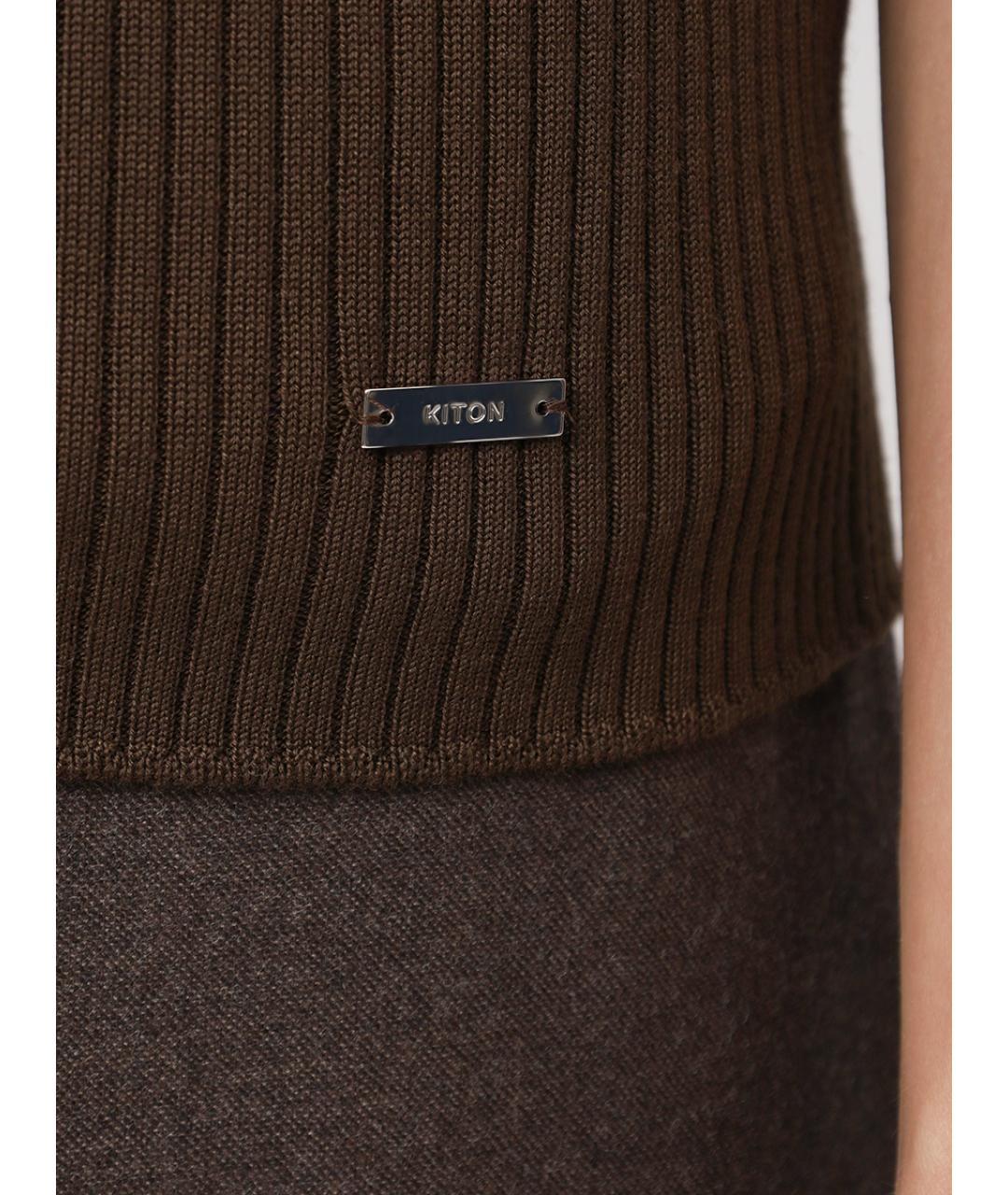 KITON Коричневая шерстяная водолазка, фото 6