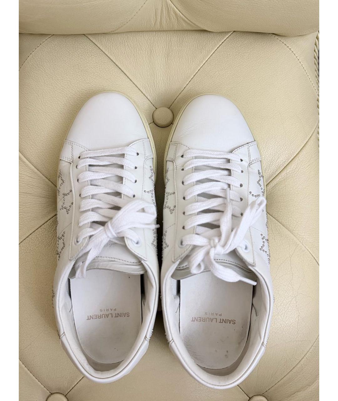 SAINT LAURENT Белые кожаные кеды, фото 4