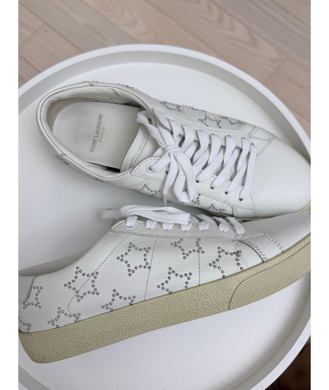 SAINT LAURENT Белые кожаные кеды, фото 2