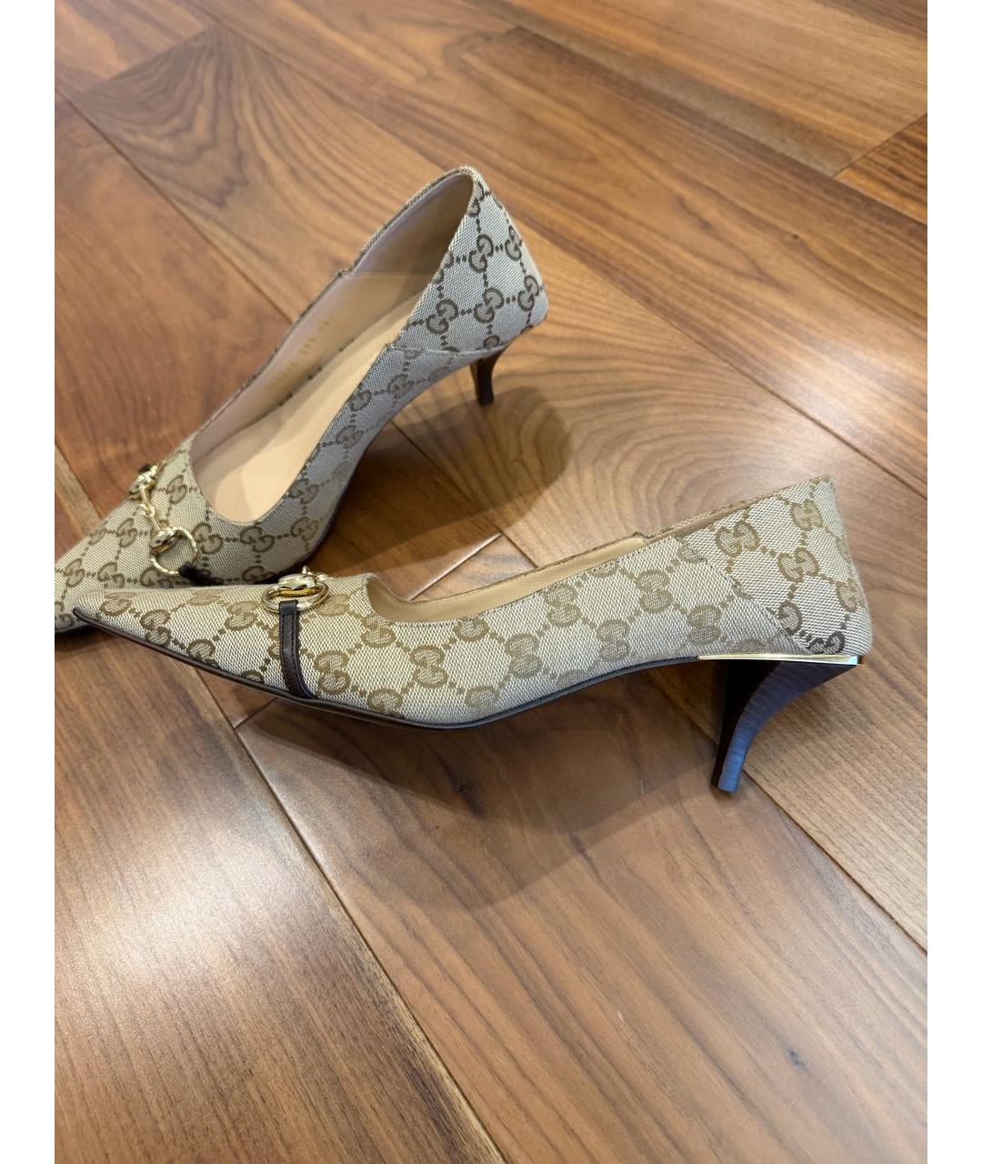 GUCCI Бежевые текстильные туфли, фото 8