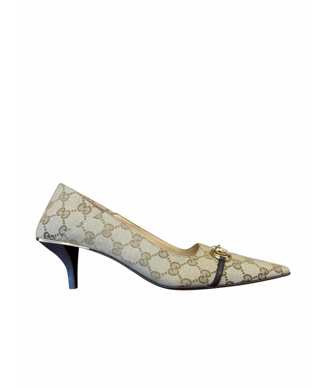 GUCCI Бежевые текстильные туфли, фото 1